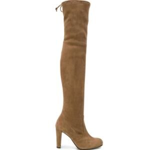Stuart Weitzman Highland Boots Camel Tan Taupe  Suede Over The Knee Size 10.5
